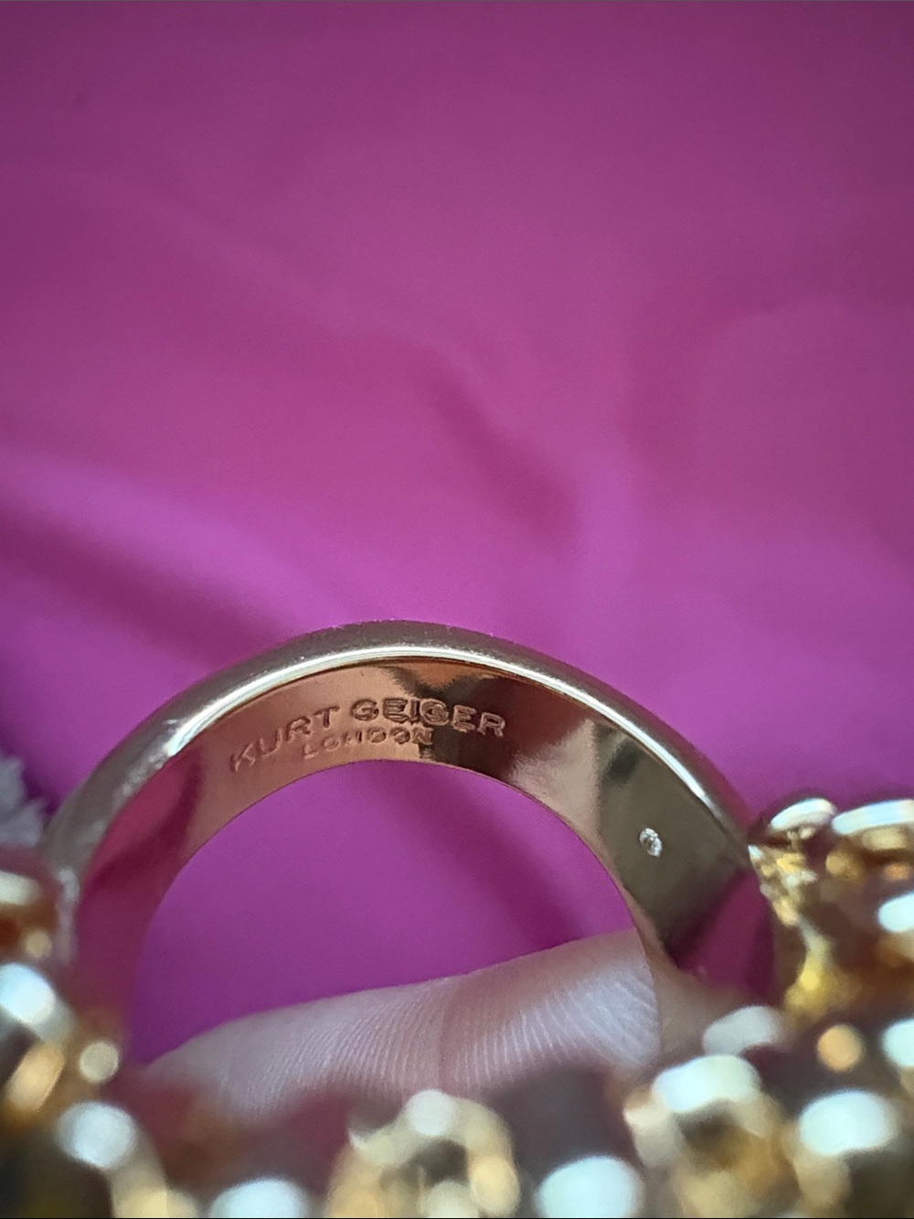 Kurt Geiger Gold Multicolor Crystal Wing Ring - Picture 2 of 4